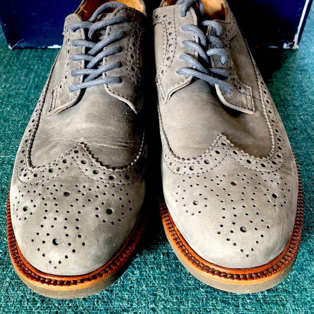 Ralph Lauren grey suede wingtip oxford men 7.5D